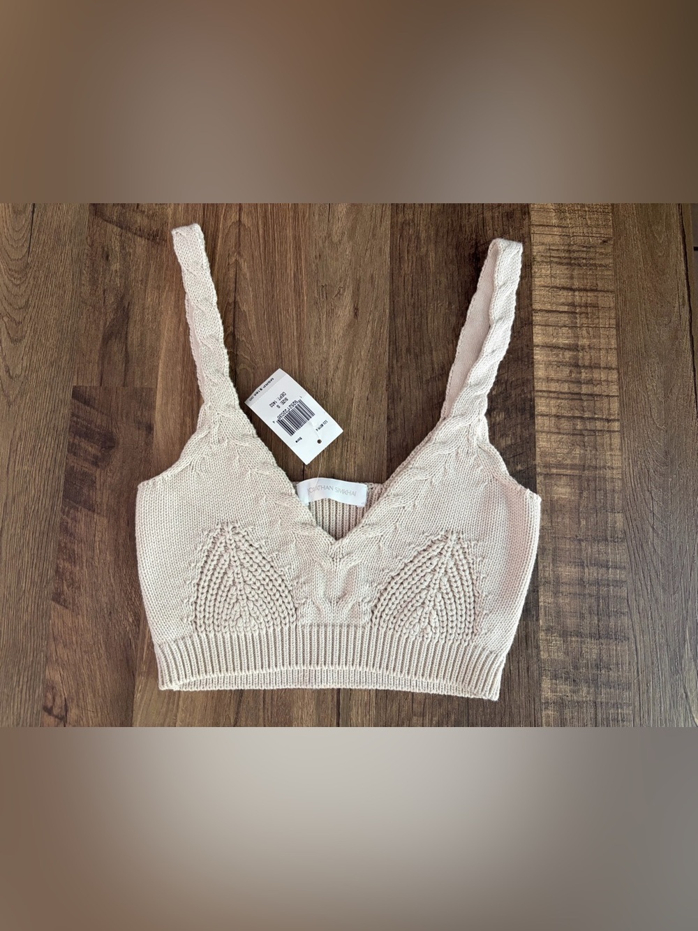 Jonathan Simkhai Beige Crochet Knit Bralette
